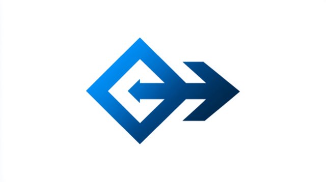 Stilisiertes Pfeil-Symbol in Blautönen.