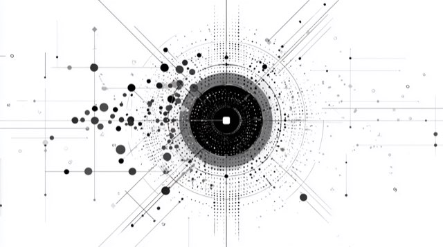 Abstrakte, radial angeordnete Datenpunkte und Linien.